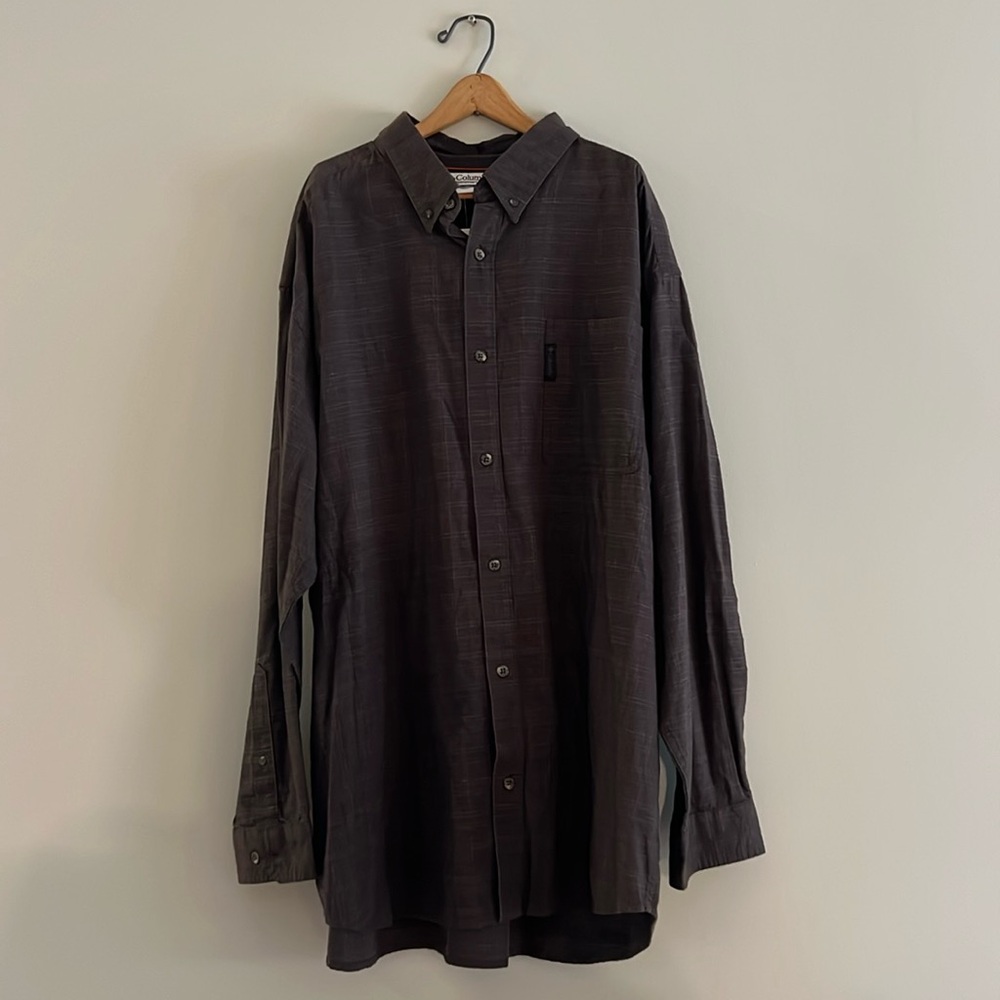 NWT Men Columbia XXL Charcoal Plaid Button Down
